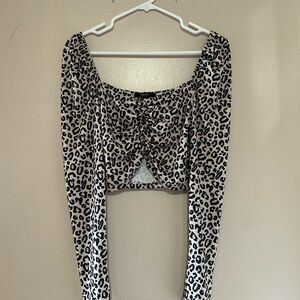 Forever 21 Black and White Leopard Print Blouse